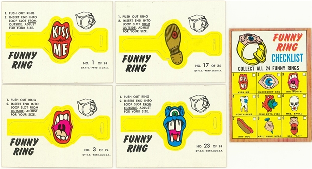 1966 Topps "Funny Rings" Complete Set (24) Plus Checklist